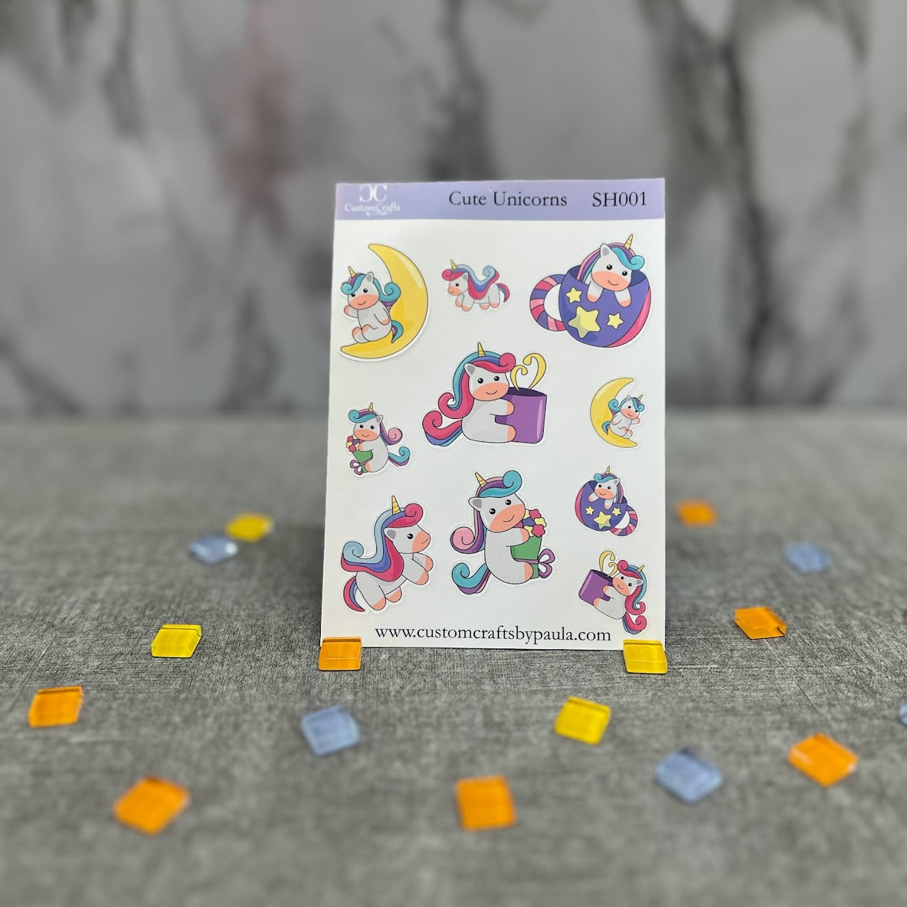 Cute Unicorns Sticker Sheet, Cute Planner Stickers, Journal Stickers