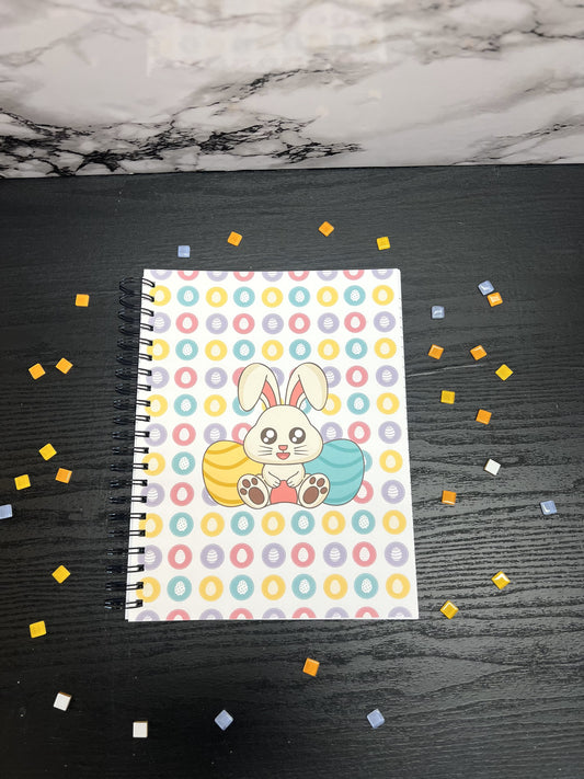 Easter Bunny - Spiral Notebook, Ruled Lines Journal, Handmade Stationary, Soft Cover Notebook