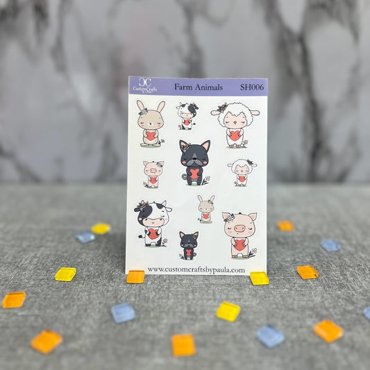 Farm Animals Sticker Sheet, Cute Planner Stickers, Journal Stickers