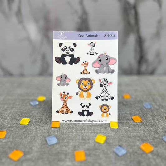 Zoo Animals Sticker Sheet, Cute Planner Stickers, Journal Stickers