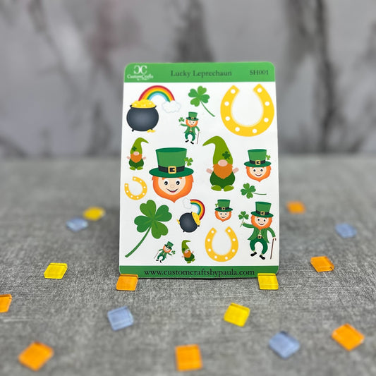 Lucky Leprechaun Sticker Sheet, Cute Planner Stickers, Journal Stickers